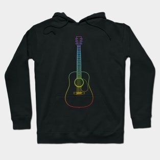 Dreadnought Style Acoustic Guitar Colorful Outline Hoodie